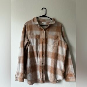 Time and Tru Tan and Cream Plaid Shacket